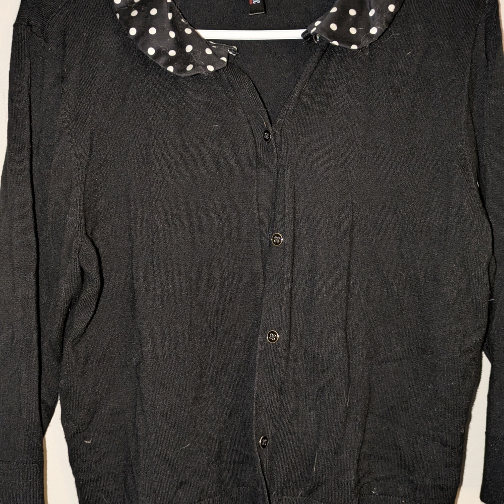 Retro Chic Black Top with Polka Dot Detail
